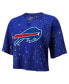 ფოტო #3 პროდუქტის Women's Threads Royal Distressed Buffalo Bills Bleach Splatter Notch Neck Crop T-shirt