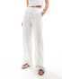 Pull&Bear linen raw edge waist trouser co-ord in white