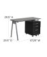 Фото #4 товара Computer Desk With Tempered Glass Top And Three Drawer Pedestal