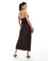 Фото #3 товара ASOS DESIGN plunge corset midi dress with lace up detail in sheer sequin chocolate lace