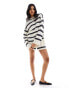 Pretty Lavish stripe knit jumper co-ord in cream and navy