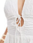 Фото #2 товара Abercrombie & Fitch textured plunge mini dress in white