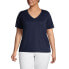 Фото #7 товара Plus Size Relaxed Supima Cotton Short Sleeve V-Neck T-Shirt