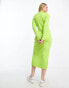 Фото #4 товара Monki rib knit polo maxi dress in green