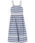 Big Girls Sleeveless Striped Denim Cotton Midi Dress