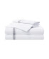 Фото #1 товара Sateen King Sheet Set, 1 Flat Sheet, 1 Fitted Sheet, 2 Pillowcases, 600 Thread Count, Sateen Cotton, Pristine White with Fine Baratta Embroidered 3-Striped Hem
