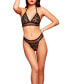 Women's Odette Dot Mesh and Lace Soft Cup Bra Set with Halter Strap Matching Thong