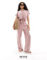 Фото #1 товара Pieces Petite wide leg linen trousers co-ord in pink