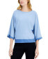 Фото #1 товара Women's 3/4-Dolman-Sleeve Contrast-Trim Crewneck Sweater