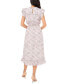 Women's Flutter-Sleeve Smocked-Waist Midi Dress