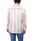 Фото #2 товара Petite Long Sleeve Striped Satin Blouse