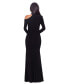 Women's Cutout Leg-Slit Long-Sleeve Gown