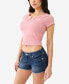 ფოტო #8 პროდუქტის Women's Short Sleeve Hook and Eye Rib Baby Tee