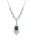 Фото #1 товара 2028 women's Silver Tone Green and Crystal Pendant Necklace