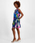 Фото #3 товара Women's 100% Linen Palm-Print Dress, Created for Macy's