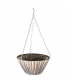 Woven Straw & Plastic Hanging Basket, Gray and Tan