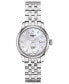 ფოტო #1 პროდუქტის Women's Swiss Automatic Le Locle Diamond-Accent Stainless Steel Bracelet Watch 29mm