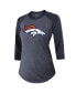 ფოტო #3 პროდუქტის Women's Threads Russell Wilson Navy Denver Broncos Name & Number Raglan 3/4 Sleeve T-shirt