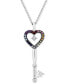 Фото #1 товара Multi-Gemstone (1/4 ct. t.w.) & Diamond (1/10 ct. t.w.) Princess Key Pendant Necklace in Sterling Silver, 16" + 2" extender