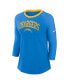 Women's Powder Blue Los Angeles Chargers Raglan 3/4 Sleeve T-Shirt