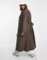 ASOS DESIGN Curve boyfriend trench coat in chocolate