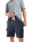 Фото #1 товара ASOS DESIGN oversized ribbed velour shorts in grey with cargo pockets