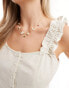 Фото #3 товара Pieces linen touch button front top with gathered straps in cream