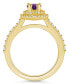 ფოტო #3 პროდუქტის Amethyst and Diamond Accent Halo Ring in 14K Yellow Gold