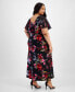 Plus Size V-Neck Floral Cape Maxi Dress