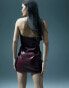 Фото #10 товара Murci leather look bandeau mini dress in burgundy