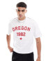 ASOS DESIGN boxy oversized t-shirt in white with Oregon print