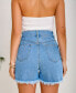 ფოტო #2 პროდუქტის Women's Frayed Denim Shorts