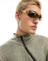 Фото #4 товара ASOS DESIGN rimless wrap sunglasses in gunmetal