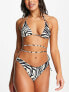 Public Desire zebra tie waist bikini top in black and white