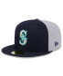 ფოტო #2 პროდუქტის Men's Navy/Gray Seattle Mariners Gameday Sideswipe 59Fifty Fitted Hat