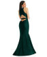ფოტო #2 პროდუქტის Plunge Neckline Cutout Low Back Stretch Satin Mermaid Dress