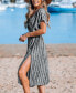 Women's Striped Midi Cover-Up Dress