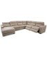 Фото #2 товара Gabrine 6-Pc. Leather Sectional with 2 Power Headrests & Chaise, Created for Macy's