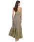 Women's Solid Tiered Pleated Sleeveless Mesh Maxi Dress