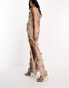 Фото #4 товара ASOS DESIGN textured cowl maxi dress with tassle detail in taupe