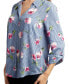 Фото #3 товара Juniors' Floral Button-Front Roll-Sleeve Blouse