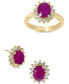 ფოტო #5 პროდუქტის EFFY® Ruby (2-7/8 ct. t.w.) & Diamond (3/8 ct. t.w.) Halo Stud Earrings in 14k Gold