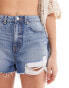 Фото #4 товара Miss Selfridge extreme ripped short in mid wash