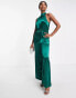 Фото #4 товара Little Mistress high neck satin jumpsuit in emerald green