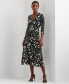 Women's Floral Surplice Jersey Dress