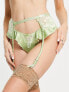 Фото #1 товара ASOS DESIGN Jemma lace and satin ruched suspender belt with in sage