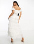 Фото #2 товара Amy Jane London Aurelia bardot tiered maxi dress in white