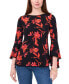 Petite Floral-Print Bell-Sleeve Top