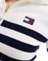 Tommy Jeans knit zip through hoodie in white and navy stripe Ancient Weiß, L - EU 40 - фото #4