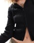 Фото #3 товара Monki knitted hoodie zip up cardigan in black